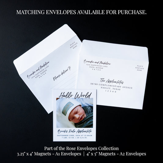 4" x 5" Debra Rose Custom Birth Announcement Photo Magnets