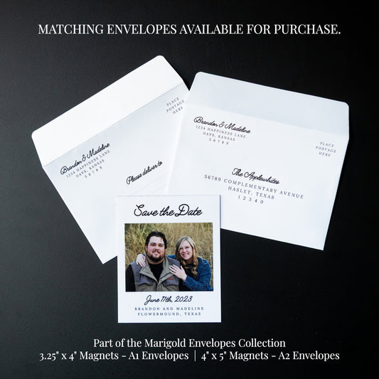 4" x 5" Genevieve Marigold Custom Save the Date Photo Magnets
