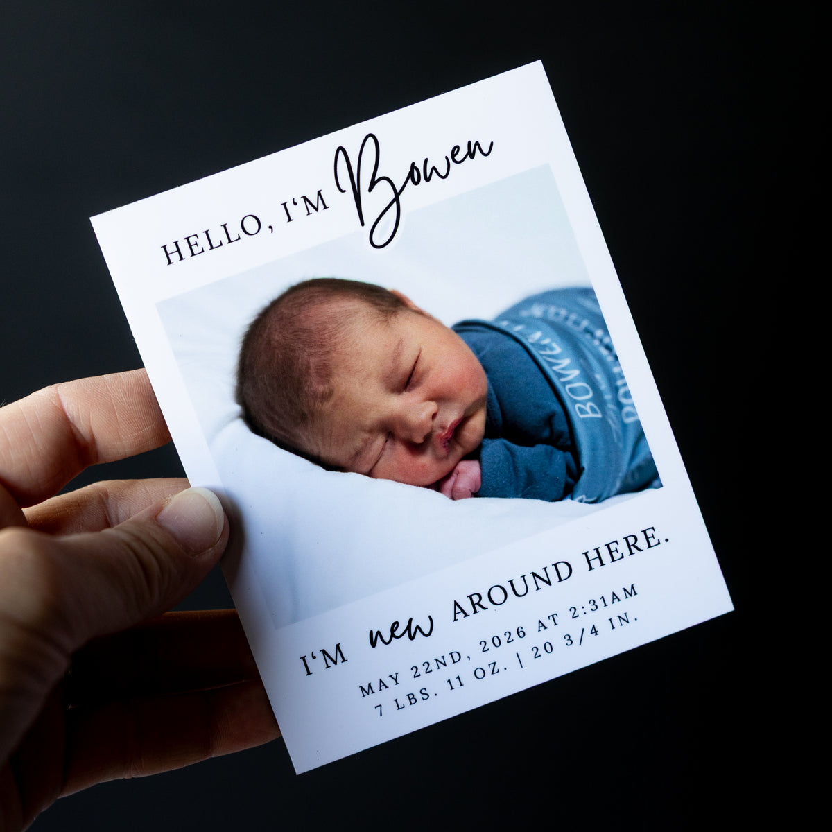 4" x 5" LaVerne Gardenia Custom Birth Announcement Photo Magnets