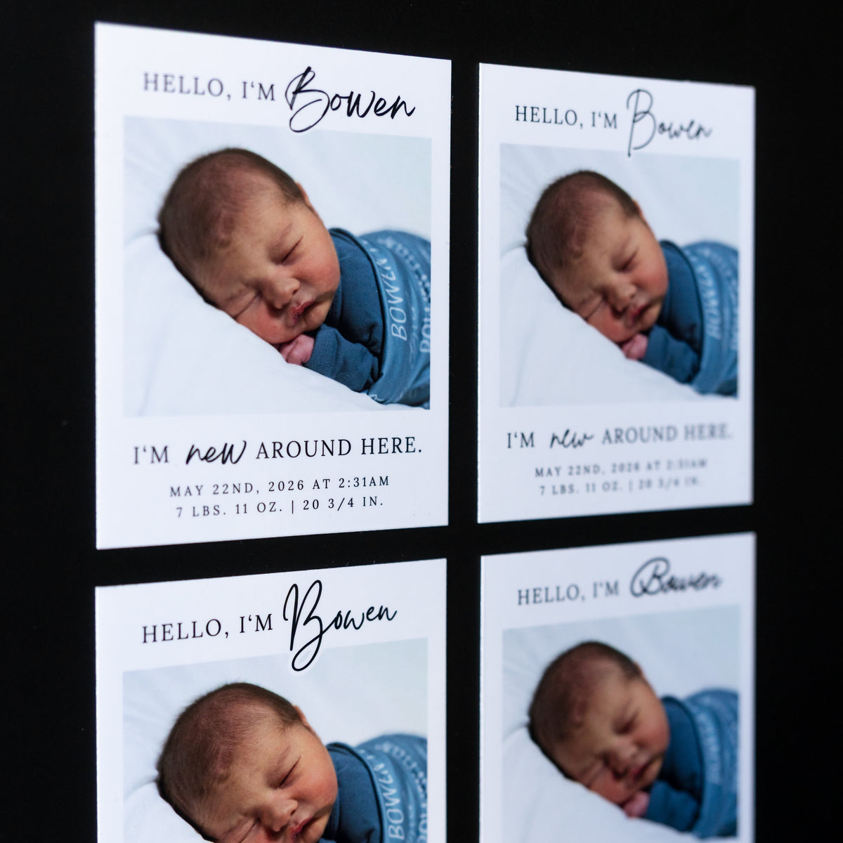 3.25" x 4" LaVerne Gardenia Custom Birth Announcement Photo Magnets