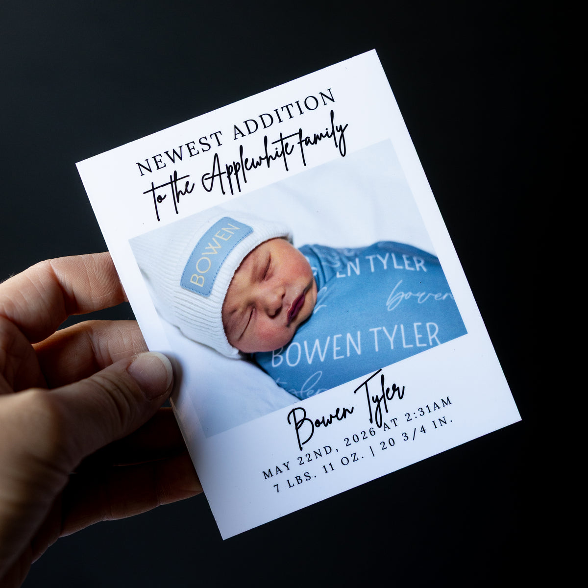4" x 5" Martha Hydrangea Custom Birth Announcement Photo Magnets