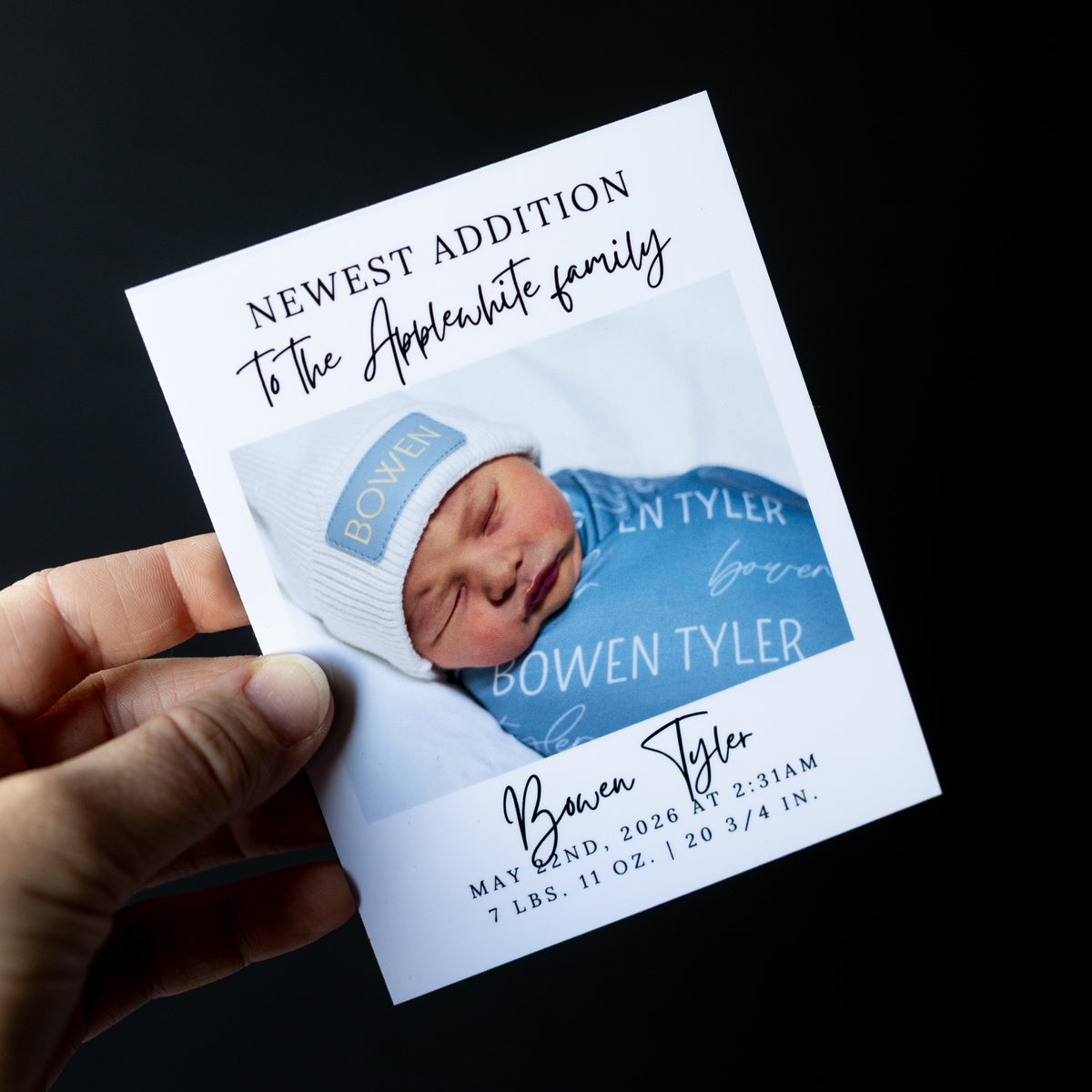 4" x 5" Martha Gardenia Custom Birth Announcement Photo Magnets
