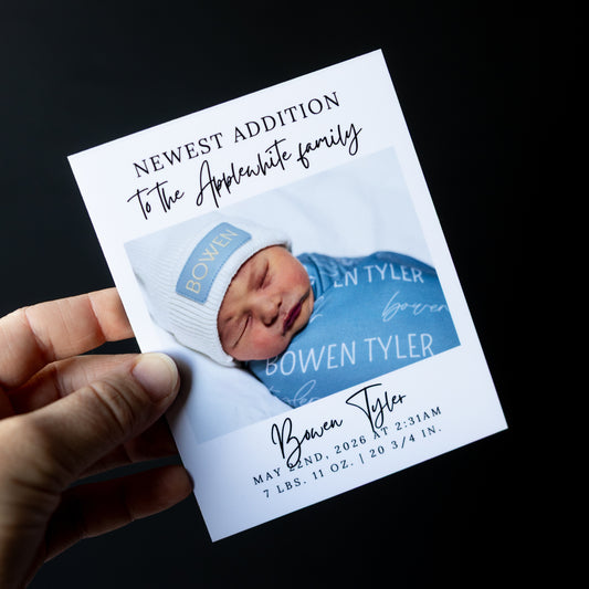 4" x 5" Martha Gardenia Custom Birth Announcement Photo Magnets