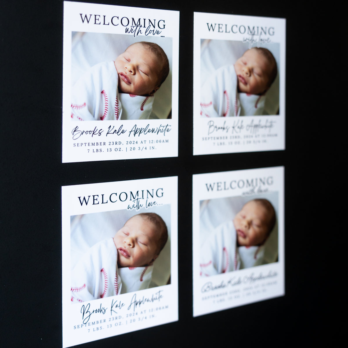 4" x 5" Mary Jo Rose Custom Birth Announcement Photo Magnets