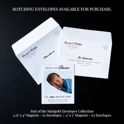 4" x 5" LaVerne Marigold Custom Birth Announcement Photo Magnets
