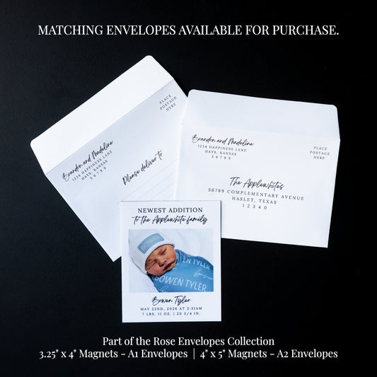 4" x 5" Martha Rose Custom Birth Announcement Photo Magnets