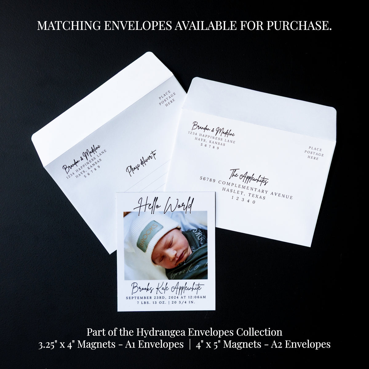 3.25" x 4" Debra Hydrangea Custom Birth Announcement Photo Magnets