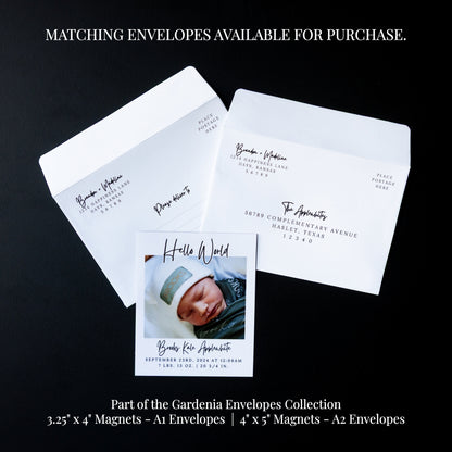 3.25" x 4" Debra Gardenia Custom Birth Announcement Photo Magnets