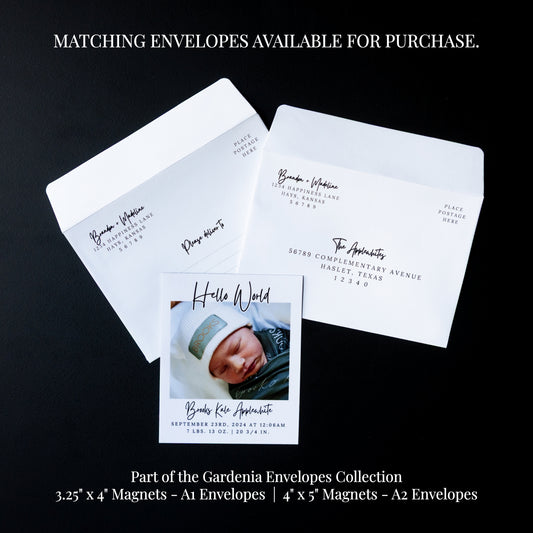 4" x 5" Debra Gardenia Custom Birth Announcement Photo Magnets