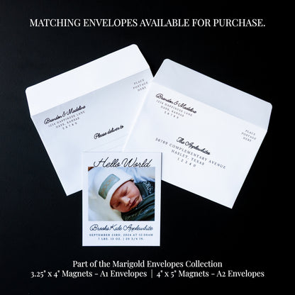 3.25" x 4" Debra Marigold Custom Birth Announcement Photo Magnets