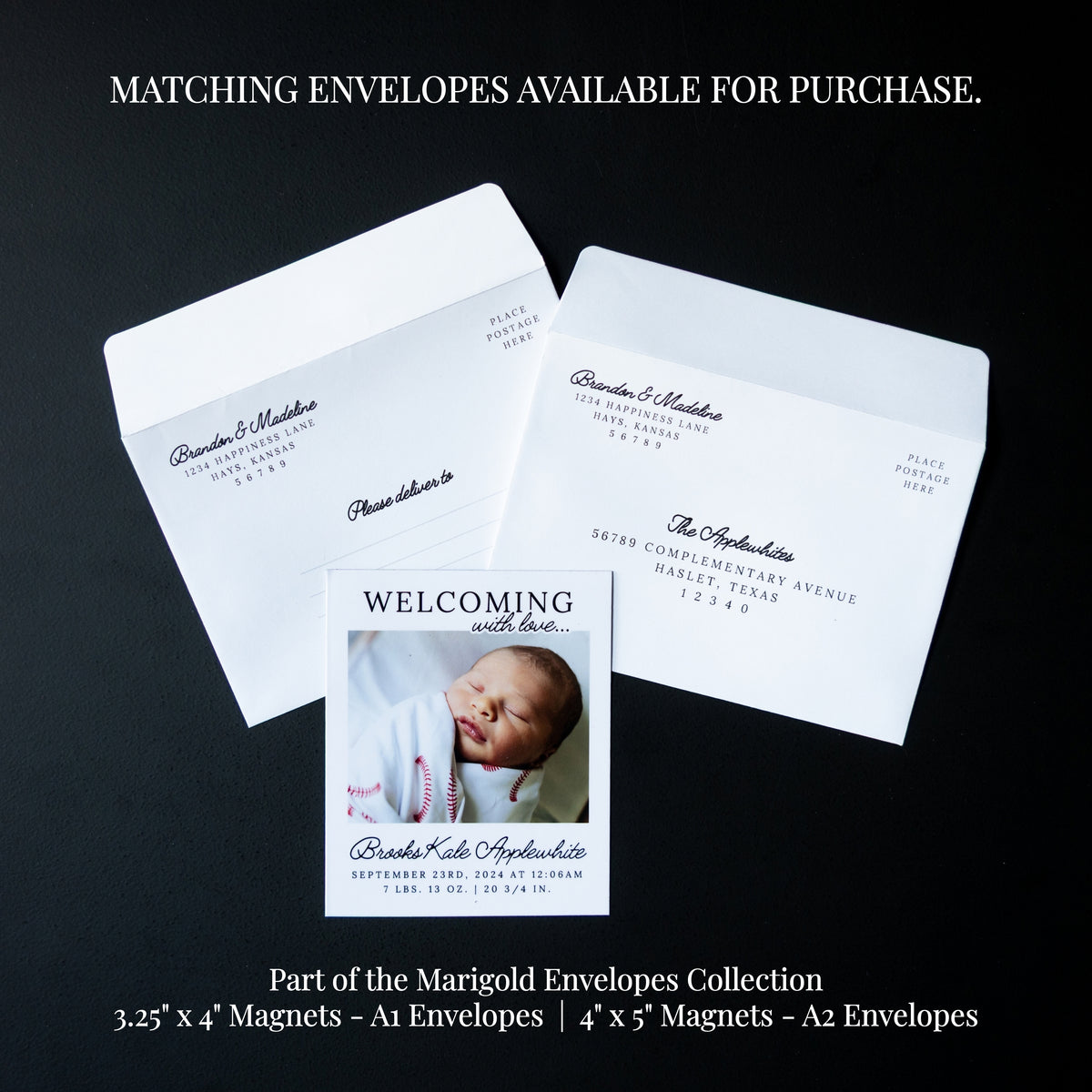 3.25" x 4" Mary Jo Marigold Custom Birth Announcement Photo Magnets