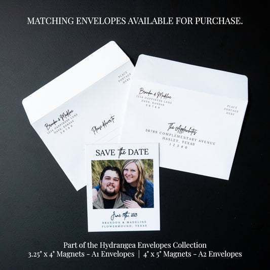 4" x 5" Ashley Hydrangea Custom Save the Date Photo Magnets