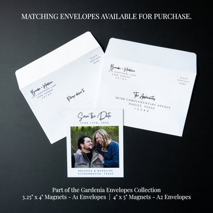 3.25" x 4" Adrienne Gardenia Custom Save the Date Photo Magnets
