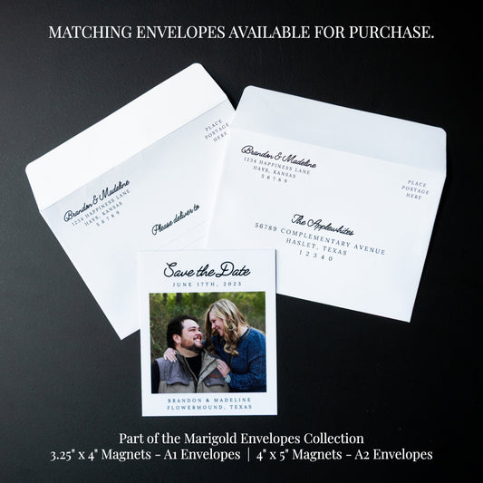 4" x 5" Adrienne Marigold Custom Save the Date Photo Magnets