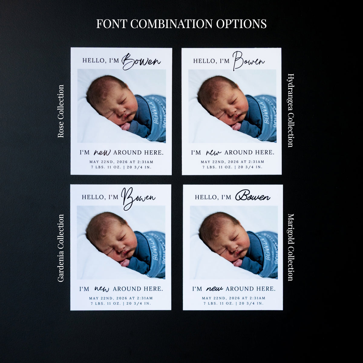 4" x 5" LaVerne Rose Custom Birth Announcement Photo Magnets