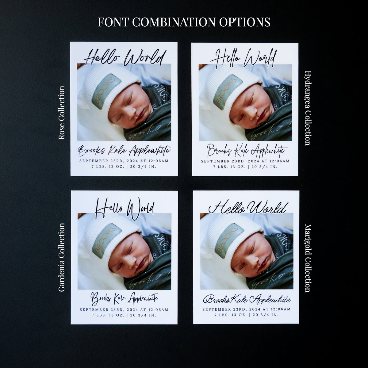 3.25" x 4" Debra Hydrangea Custom Birth Announcement Photo Magnets