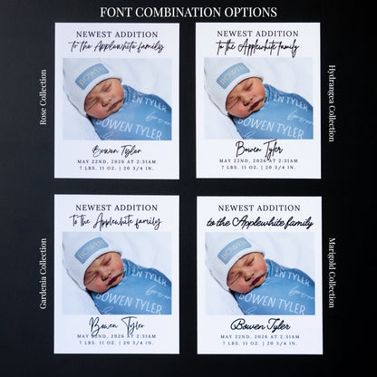 4" x 5" Martha Hydrangea Custom Birth Announcement Photo Magnets