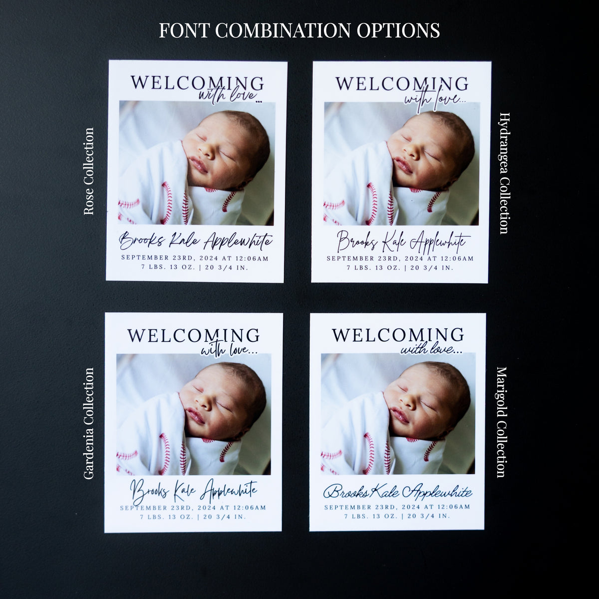 4" x 5" Mary Jo Rose Custom Birth Announcement Photo Magnets