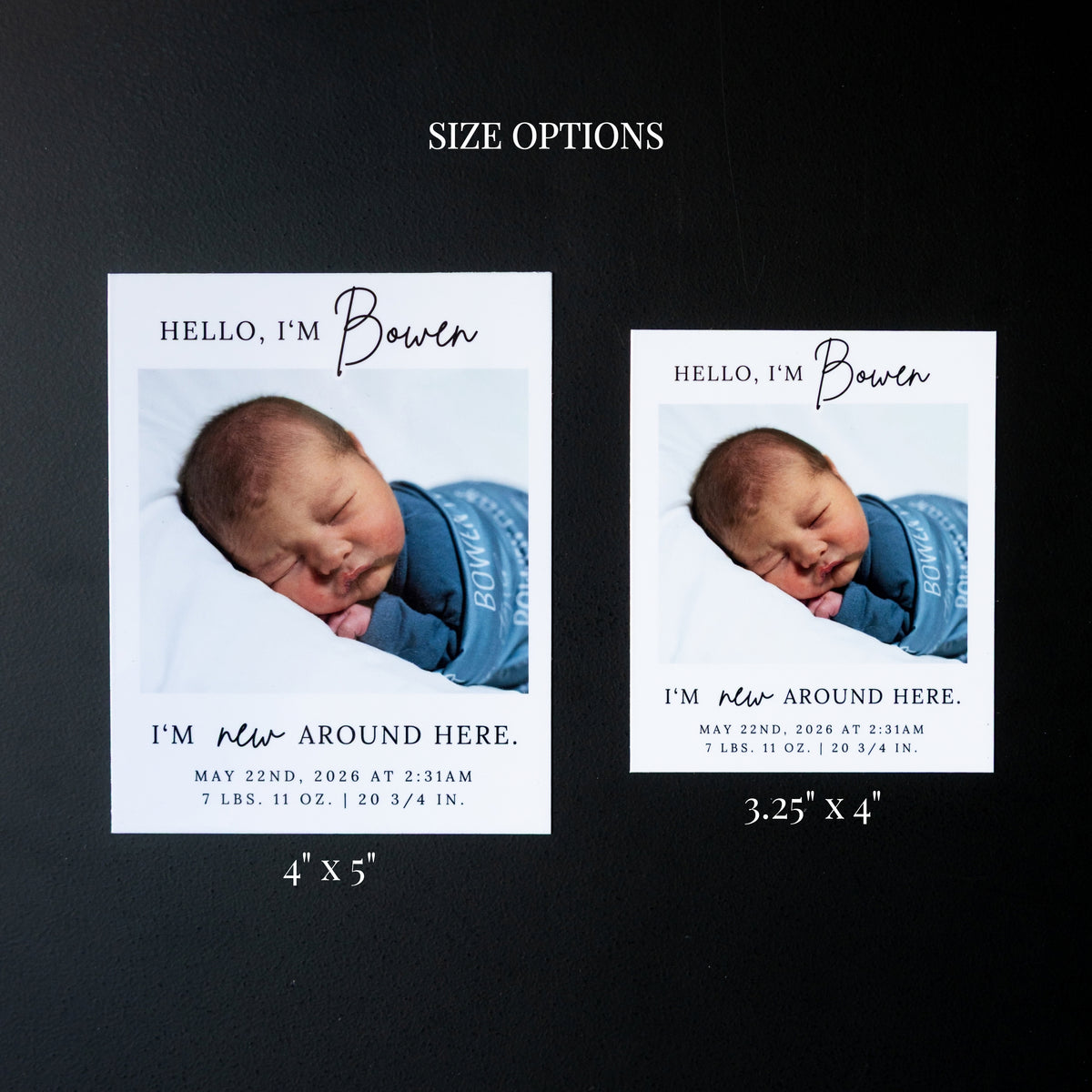 3.25" x 4" LaVerne Hydrangea Custom Birth Announcement Photo Magnets