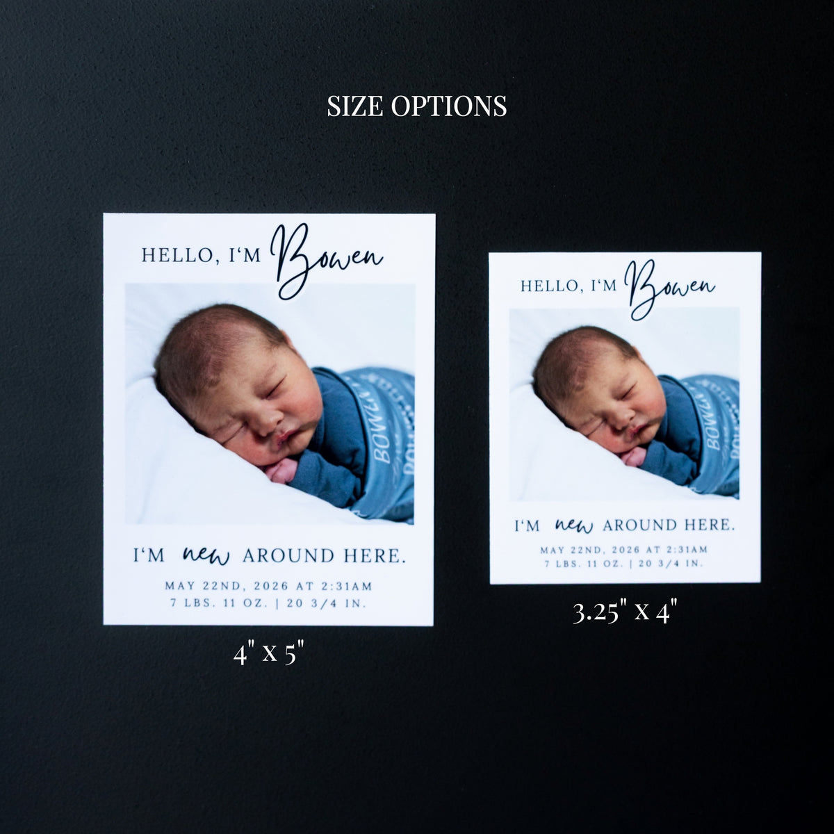 4" x 5" LaVerne Gardenia Custom Birth Announcement Photo Magnets