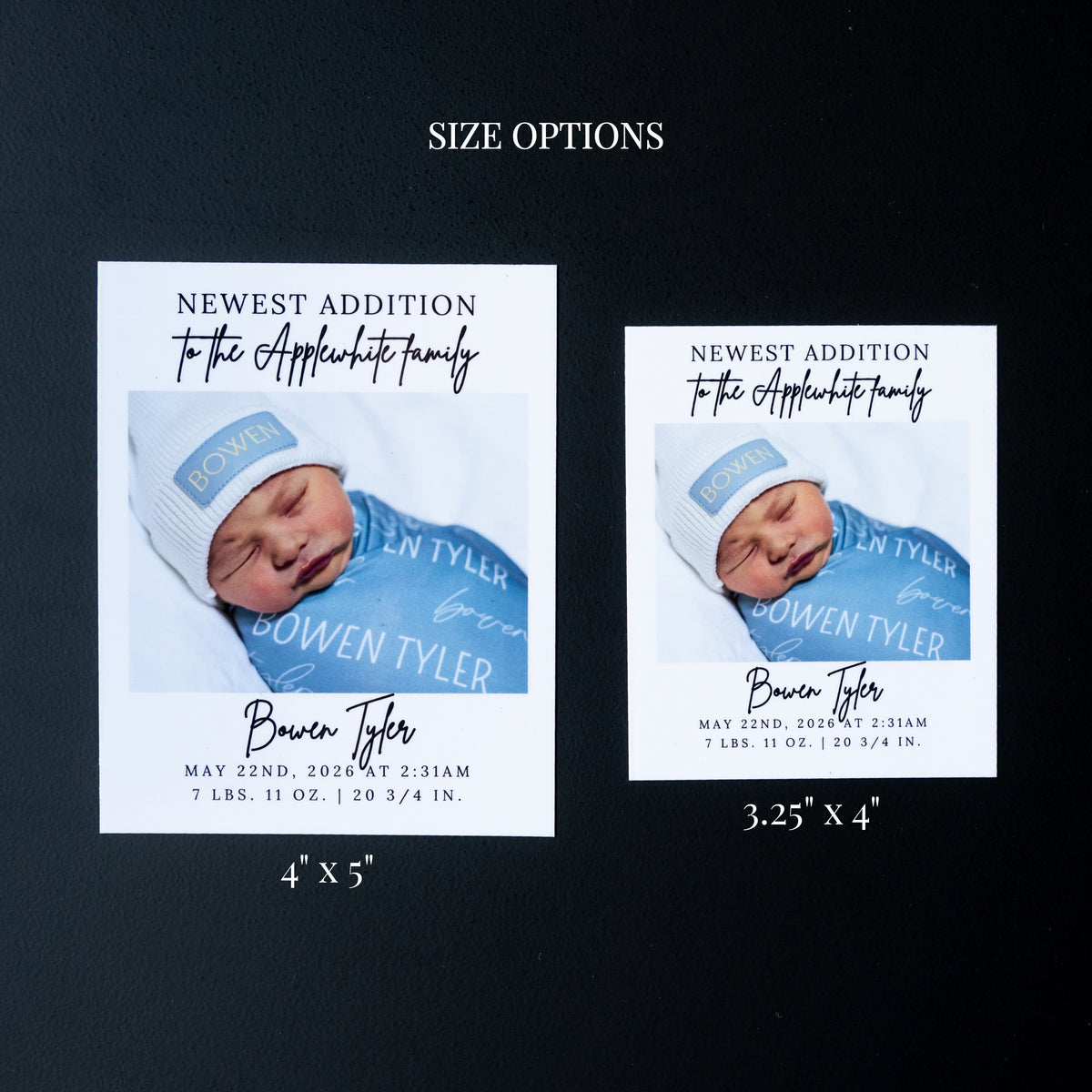 4" x 5" Martha Hydrangea Custom Birth Announcement Photo Magnets