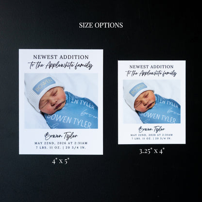 3.25" x 4" Martha Rose Custom Birth Announcement Photo Magnets