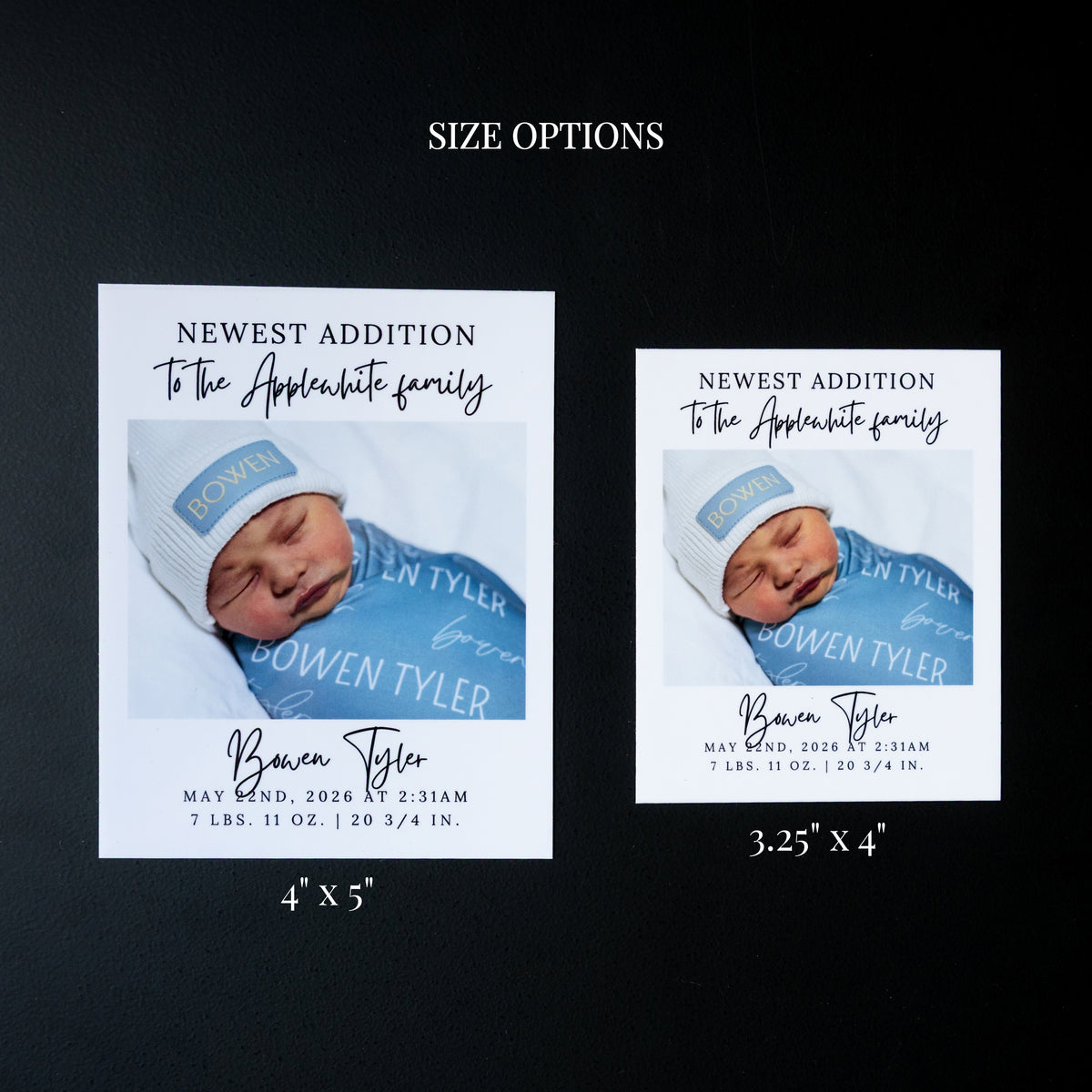 4" x 5" Martha Gardenia Custom Birth Announcement Photo Magnets