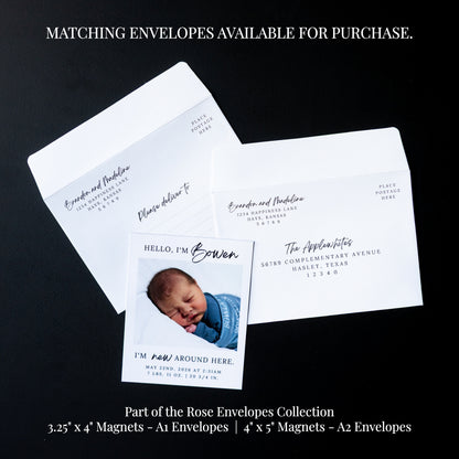 4" x 5" LaVerne Rose Custom Birth Announcement Photo Magnets