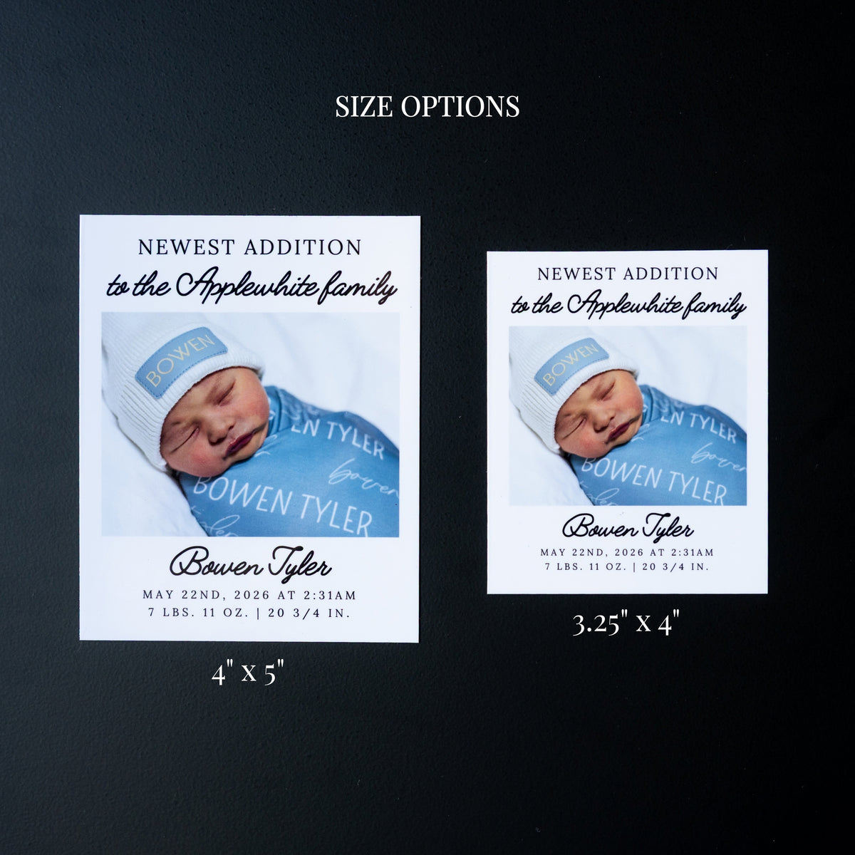 4" x 5" Martha Marigold Custom Birth Announcement Photo Magnets