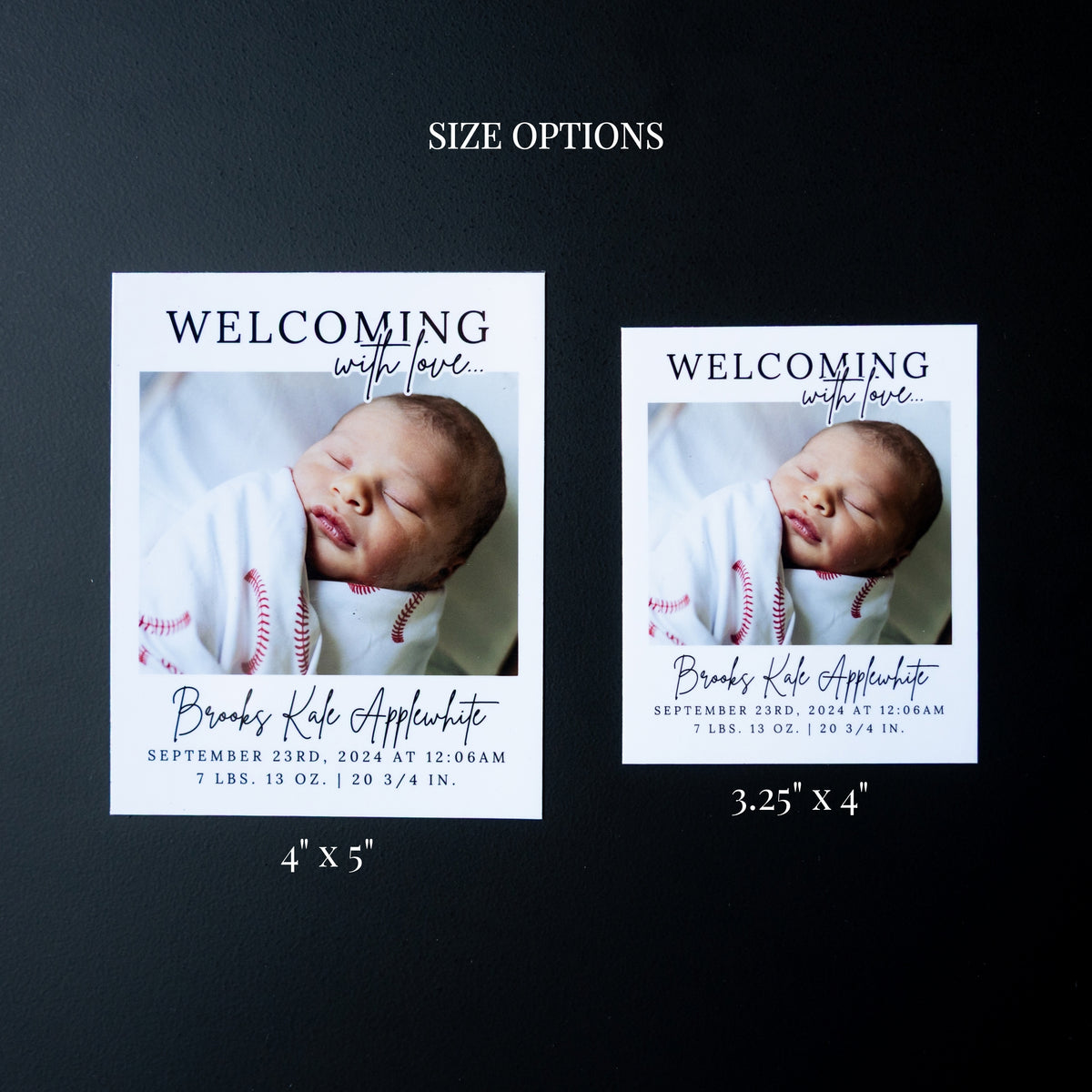 3.25" x 4" Mary Jo Hydrangea Custom Birth Announcement Photo Magnets
