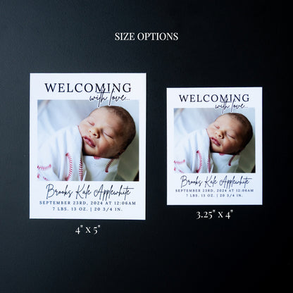 3.25" x 4" Mary Jo Hydrangea Custom Birth Announcement Photo Magnets