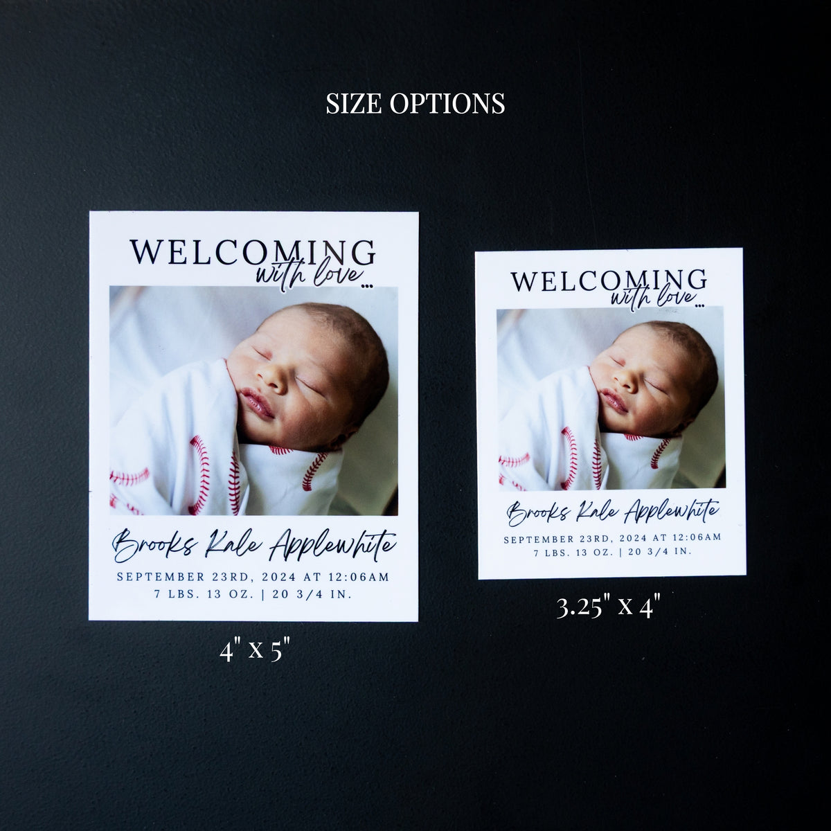 3.25" x 4" Mary Jo Rose Custom Birth Announcement Photo Magnets
