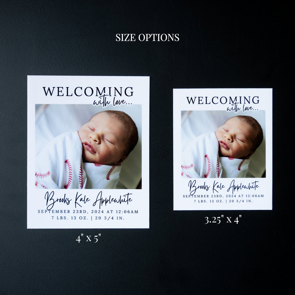 3.25" x 4" Mary Jo Gardenia Custom Birth Announcement Photo Magnets