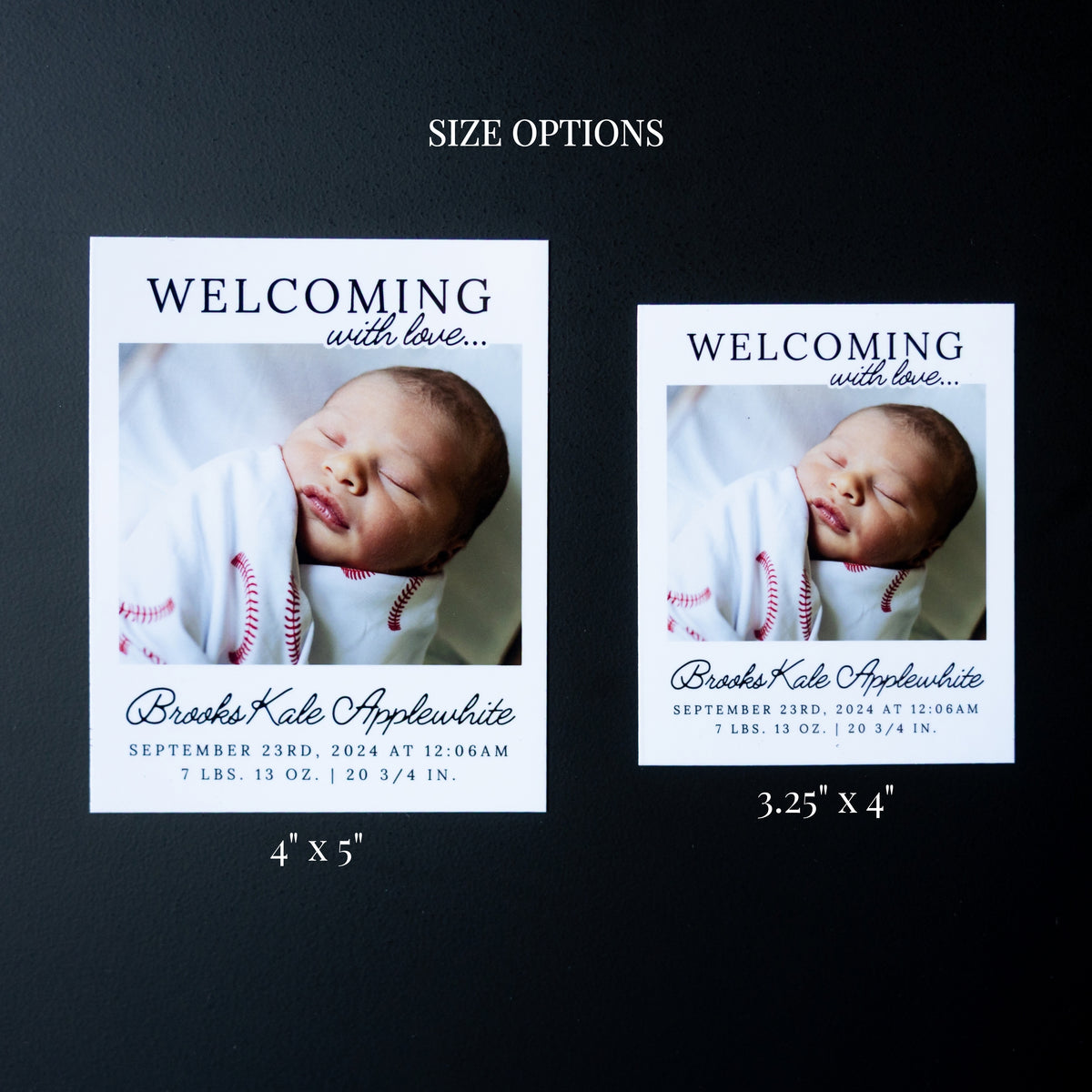 4" x 5" Mary Jo Marigold Custom Birth Announcement Photo Magnets