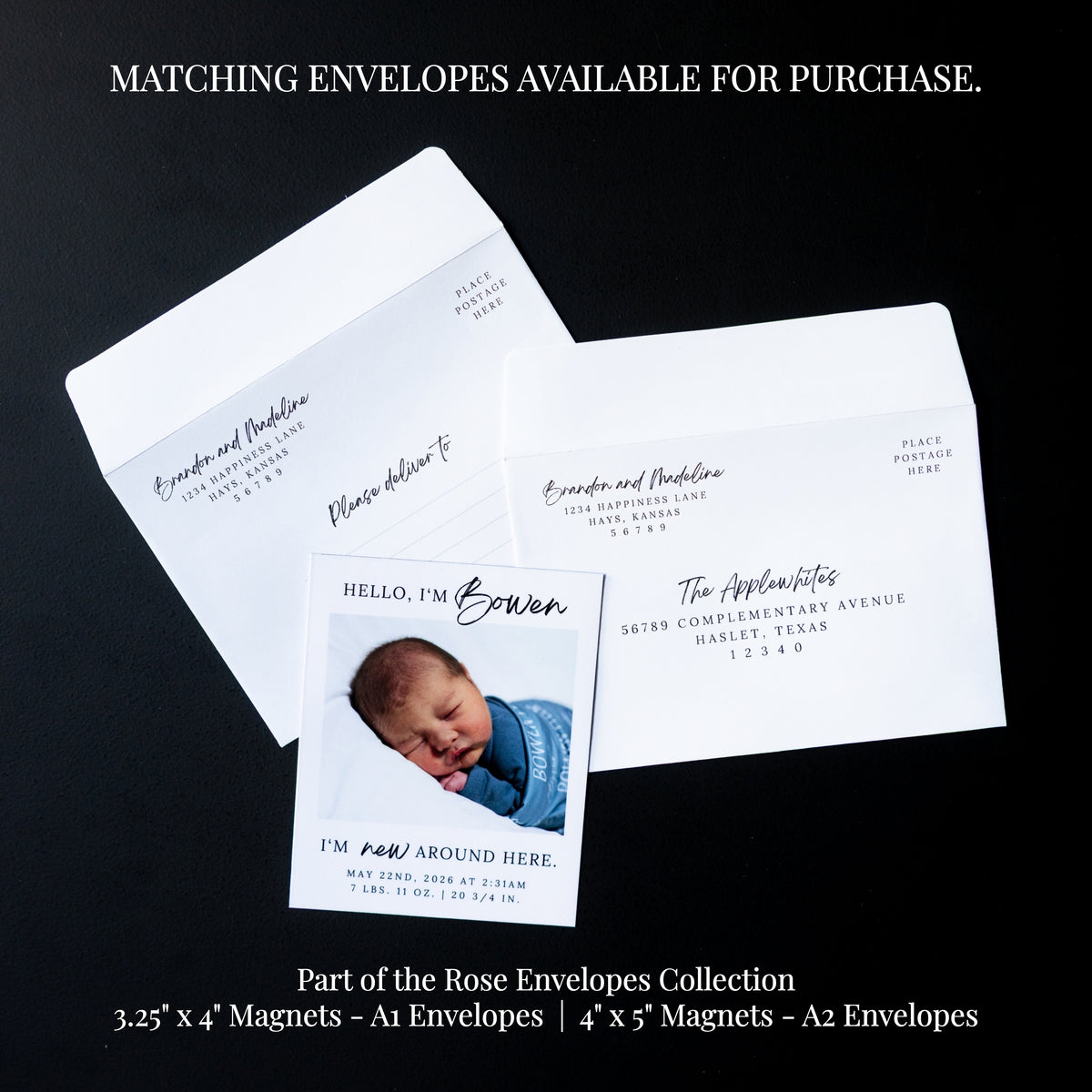 3.25" x 4" LaVerne Rose Custom Birth Announcement Photo Magnets