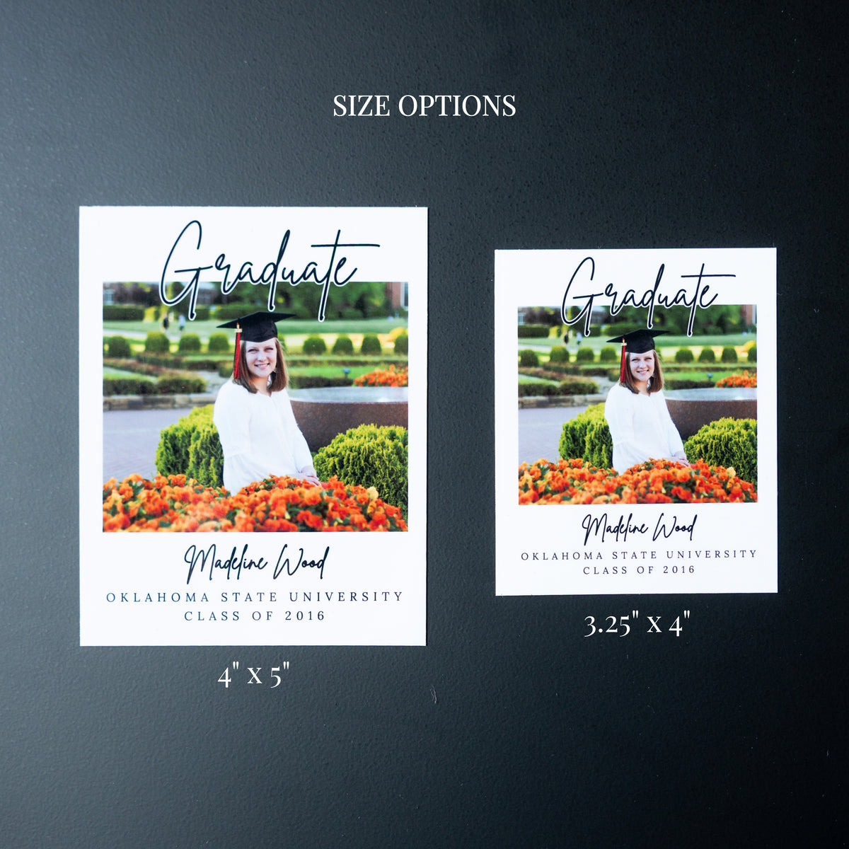 4" x 5" Tricia Hydrangea Custom Graduation Photo Magnets